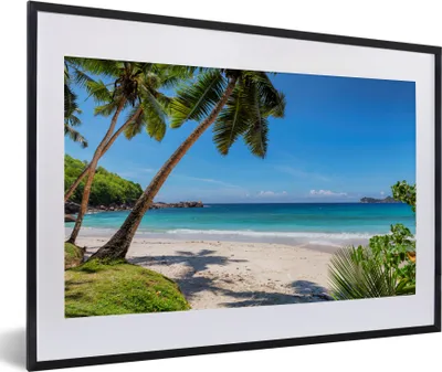 Produktbild von MuchoWow® MuchoWow® Gerahmtes Poster Strand - Meer - Palmen - Sonne 60x40 cm - Poster mit zchwarzem Bilderrahmen - Schlafzimmer - Plakat in Rahmen - Drucken