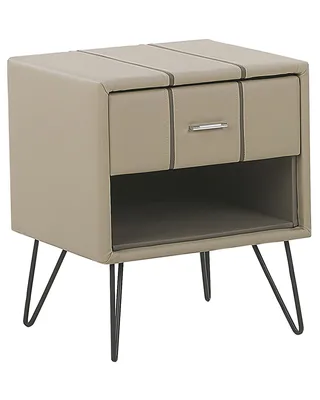 Produktbild von BELIANI Nachttisch Beige Kunstleder mit Schublade und Fach Modern Minimalistisch Glamour Look Schlafzimmer