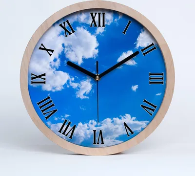 Produktbild von Holzuhr 25fi cm wanduhr - schwarze Spitzen - Wolken im Himmel