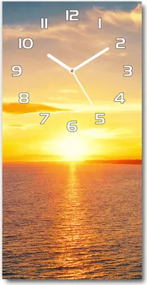 Produktbild von Wanduhr aus Glas – 30x60 cm - Glasbild - Glasuhr - Gehärtetes Glas -Sonnenuntergang Meer