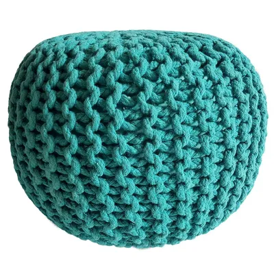 Obrázek produktu pro Pletený puf puf sedák puf sedák puf hrubý pletený puf zelený Ø 45cm
