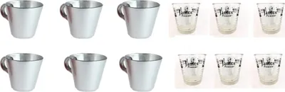 Produktbild von Espressotassen Tassen Becher silber + 6 Wassergläser