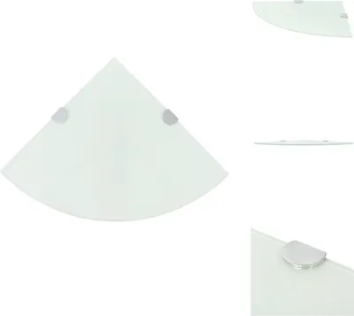 Image de vidaXL Étagère d'angle avec supports chromés verre blanc 35 x 35 cm - étagères murales