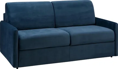 Produktbild von Schlafsofa 3-Sitzer - Liegefläche: 140 cm - Matratzenhöhe: 22 cm mit Memory Schaum - Samt - Dunkelblau - CALIFE