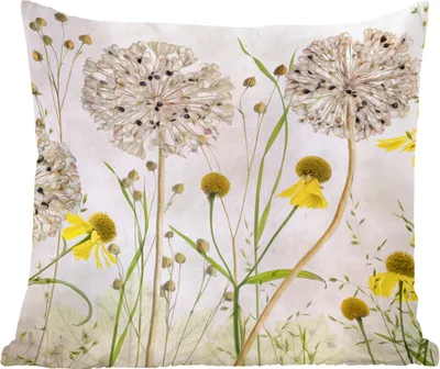 Produktbild von MuchoWow® Zierkissen Sofakissen Wohnzimmer Dekokissen 45x45 cm Blumen - Aquarell - Stilleben - Schlafpolster - Polster für das Sofa