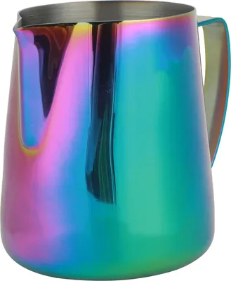 Image de Pot à lait coloré en acier inoxydable, à consistance épaisse, pour le café et le latte art à la maison (400 ml)