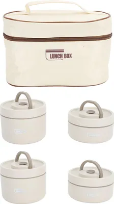 Obrázok produktu pre Izolovaný obedový kontajner 304 z nehrdzavejúcej ocele utesnený multifunkčný prenosný okrúhly tepelný box Bento s tepelnou taškou béžová 4ks