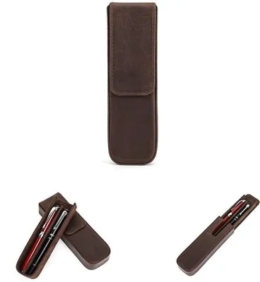 Immagine prodotto di Astuccio in pelle per 2 penne, marrone, con chiusura magnetica