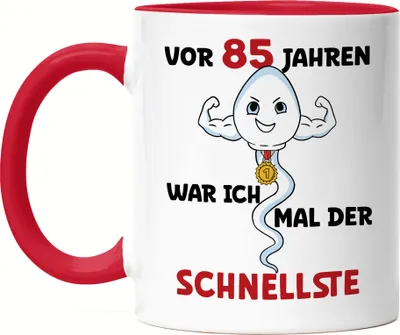 Produktbild von Vor 85 Jahren War Ich Mal Der Schnellste Tasse Rot Happy Birthday 85. Geburtstag Glückwünsche Geburtstagstorte