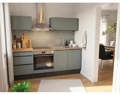Produktbild von PICCANTE Smart Küchenzeile ohne Geräte 200 cm STONE GREEN matt Clickmontage