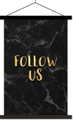 Produktbild von MuchoWow® Textilposter Soziale Medien - Instagram - Gold - Marmor 60x90 cm mit schwarzem Rahmen - Poster Wohnzimmer