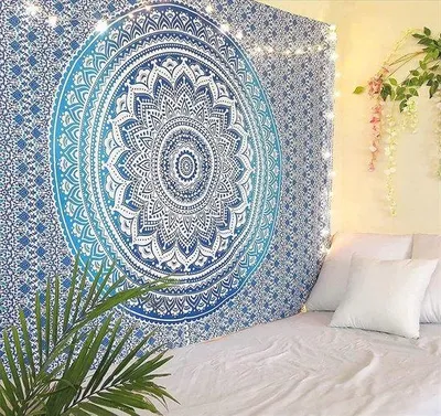 Produktbild von Famanu Wandteppich Mandala 228 x 213 cm - Bohemian Nachbildung mit Ombre Effekt