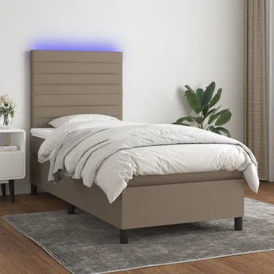 Produktbild von Boxspringbett mit Matratze & LED Taupe 90x200 cm Stoff