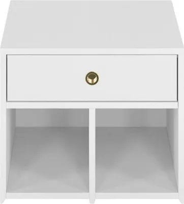 Produktbild von Weißer Schrank – Sitz mit Regalen und Schublade MIRAGE / Hochglanz