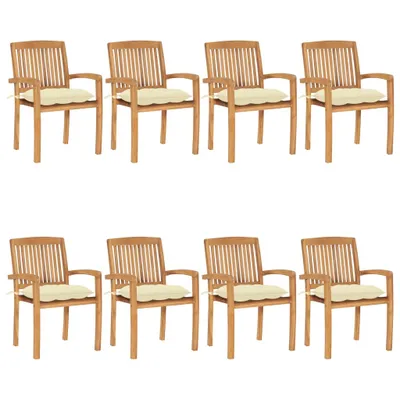 Produktbild von Stapelbare Gartenstühle mit Kissen 8 Stk. Massivholz Teak