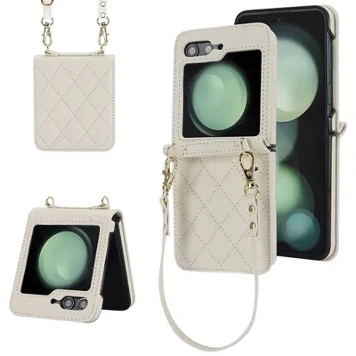 Obrázek produktu pro Pro Samsung Galaxy Z Flip7 FE / Flip6 5G Pouzdro Rhombus Texture Lanyards