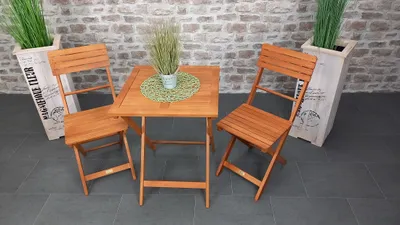 Produktbild von 3 tlg. Balkonset Eukalyptusholz, klappbar