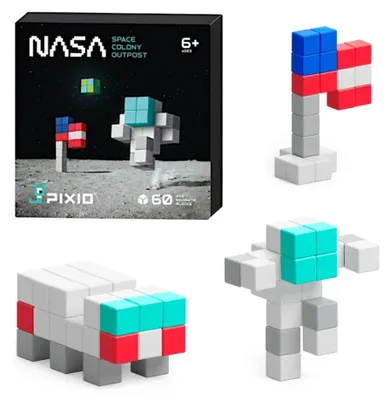 Productafbeelding van Pixio magnetische bouwstenen, NASA Space Colony, uitpost, 60 onderdelen, vanaf 6 jaar