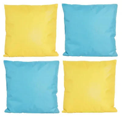 Produktbild von JACK 4x Outdoor Lounge Kissen 45x45cm viele Farben Dekokissen inkl. Füllung Wasserfest Sitzkissen Garten Stuhl, Farbe:2x Gelb - 2x Hellblau