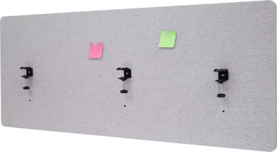 Produktbild von Akustik-Tischtrennwand HWC-G75, Büro-Sichtschutz Schreibtisch Pinnwand, doppelwandig Stoff/Textil - 60x160cm grau