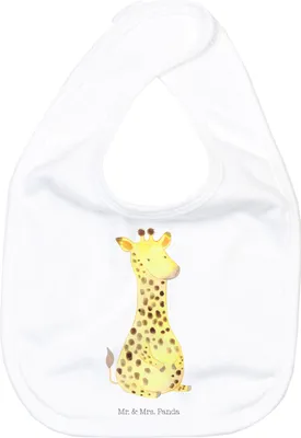 Produktbild von Mr. & Mrs. Panda Lätzchen Giraffe Zufrieden - Weiß - Geschenk, Glück, Für Babys, Afrika, Stofflätzchen, Abenteuer, Sabber, Kinderlätzchen, Babylätzchen