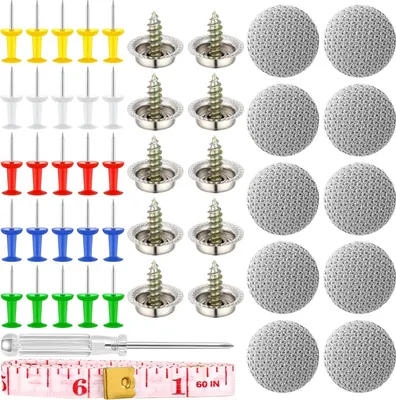 Produktbild von 65 Stück Dachhimmel Reparatur Set, Auto Dachhimmel Reparatur Nieten, KFZ Dachhimmel Reparatur Nieten, mit Stecknadeln Schraubendreher Maßband für Alle Autos