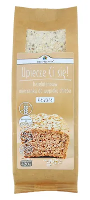 Zdjęcie produktu dla MIESZANKA DO WYPIEKU CHLEBA KLASYCZNA BEZ DODATKU CUKRÓW BEZGLUTENOWA 420 g - PIĘĆ PRZEMIAN