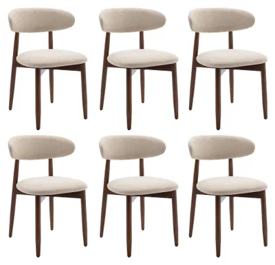 Image de Lot de 6 Chaises, robustes et élégantes, style nordique minimaliste, idéales pour salle à manger et cuisine - Beige