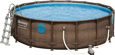 Produktbild von Bestway Power Steel Swim Vista 488x122 cm, Frame Pool rund mit stabilem Stahlrahmen im Komplett-Set, rattan