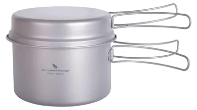 Obrázok produktu pre Kempingová súprava riadu titán, ľahký hrniec a panvica, pre turistiku, skladacia rukoväť, Ti2110C