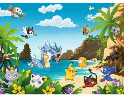 Image de Puzzle xxl pokemon a la plage : pikachu leviator 200 pieces - ravensburger - 12840