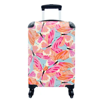 Produktbild von MuchoWow® Koffer Handgepäck Trolley Rollkoffer Kleine Reisekoffer mit 4 Rollen - Schmetterlinge - Muster - Cabin Size < 55x40x23 cm & 55x40x20 cm - Fotokoffer - Kabinenkoffer - Boardgepäck - Reise-Box - Reisekoffer - Reisegepäck - Koffer mit Bild - Trolley für Kinder