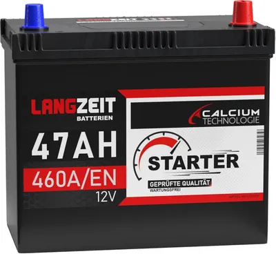 Produktbild von LANGZEIT ASIA Autobatterie 47Ah 12V 460A/EN ASIA Batterie Plus-Pol Rechts ersetzt 45Ah
