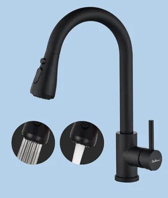 Produktbild von Küchenarmatur ausziehbar, 3 Funktionen, 360° schwenkbar, Hochdruck Mischbatterie, schwarz für Küche