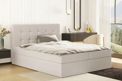 Zdjęcie produktu dla Łóżko kontynentalne LUDANO z materacem 180x200 tkanina Cayenne jasnobeżowy