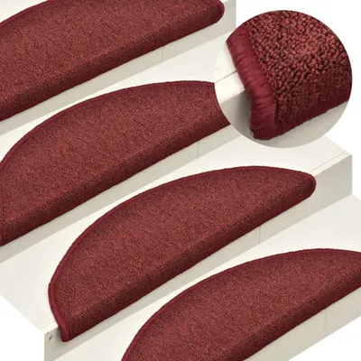 Image de The Living Store Tapis d'escalier 15 pcs. Rouge 56x17x3 cm
