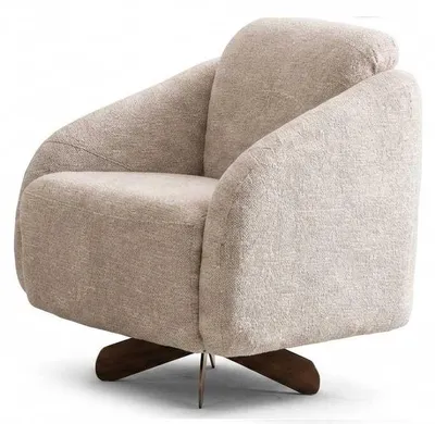 Productafbeelding van Comfortabele, moderne fauteuil in beige kleur, met houten frame en stoffen bekleding, geschikt voor de woonkamer