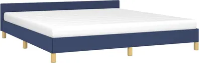 Produktbild von vidaXL Bettgestell mit Kopfteil ohne Matratze Blau 160x200 cm Stoff