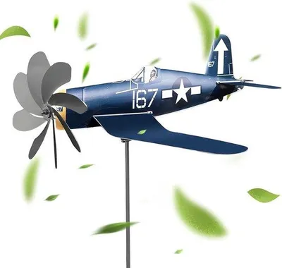 Immagine prodotto di Dirigibile a forma di mulino a vento - Elemento decorativo per il giardino - Decorazione esterna - Componenti in acciaio - N.V.T. - Blu e bianco