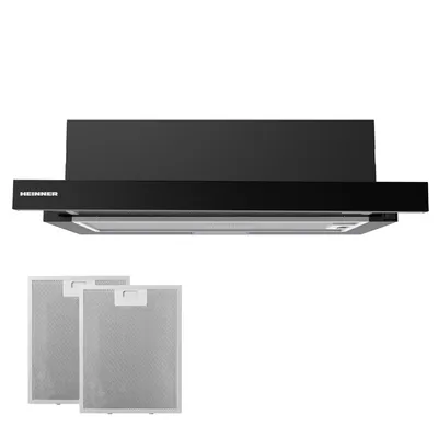 Produktbild von Heinner HTCH-MD400GBK Einbau-Dunstabzugshaube 60 cm, 400 m³/h, 1×1,5 W LED, 1×45 W Motor, Schwarz