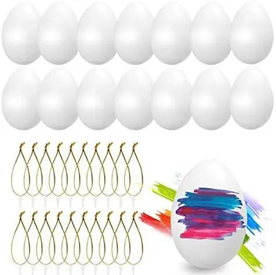 Produktbild von O-Kinee Plastik dekorative Eier Osterhandwerk Malerei 6 cm Weißes Set 24