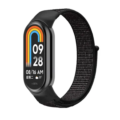 Immagine prodotto di Bracciale in nylon intrecciato per Xiaomi Mi Band 8, colore: nero riflettente