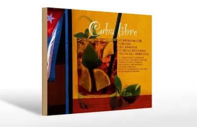 Produktbild von Holzschild Spruch 30x20cm Cuba Libre Rezept Rum Havanna