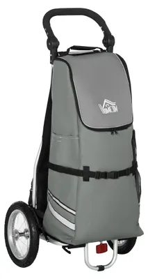 Produktbild von Fortuna Lai Lastenanhänger & Einkaufstrolley 2 in 1  Für Fahrradanhänger, mit Verbindungsschellen, 24,3kg, 55L, Alu+Oxford, Grau+Silber, 53x43x110cm