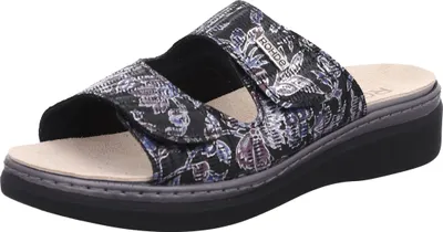 Produktbild von Rohde Damen Pantolette Leder Klettverschluss Muster Wechselfußbett Abano 5224, Größe:40 EU, Farbe:Schwarz