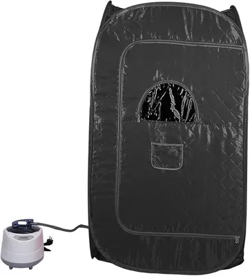 Immagine prodotto di Sauna per uso domestico, sauna portatile, sauna per la casa. Tenda sauna con telecomando | Sauna a vapore con vaporizzatore (nera, dimensioni: 80 x 80 x 135 cm)