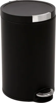 Produktbild von Runder Treteimer mit Kunststoffdeckel mit Edelstahlakzenten | 20 Liter, HxØ 45,5x29,2,6cm | Schwarz