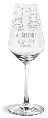 Produktbild von Mr. & Mrs. Panda wein glas Biene Verliebt - Transparent - Geschenk, Weißwein Kelch, Weinglas, Weißweinkelch