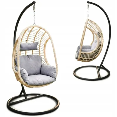Zdjęcie produktu dla Fotel wiszący ogrodowy kokon z poduszkami i stelażem LAZYHOME DOLCE VITA
