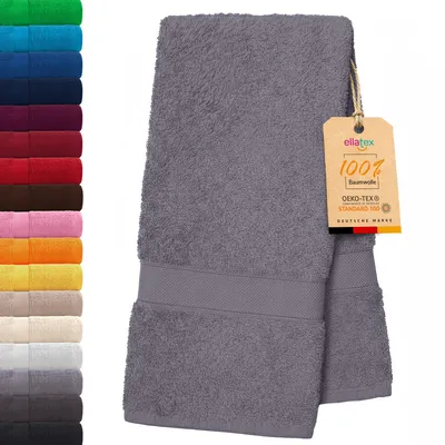 Produktbild von EllaTex PARIS Saunatuch 100x200 cm – 100% Baumwolle, 500 g/m² Frottier, großes Saunatuch, in Farbe: Smoky Grau